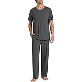 Latuza Men's Soft Pajama Set Viscose Short Sleeves Top with Pants