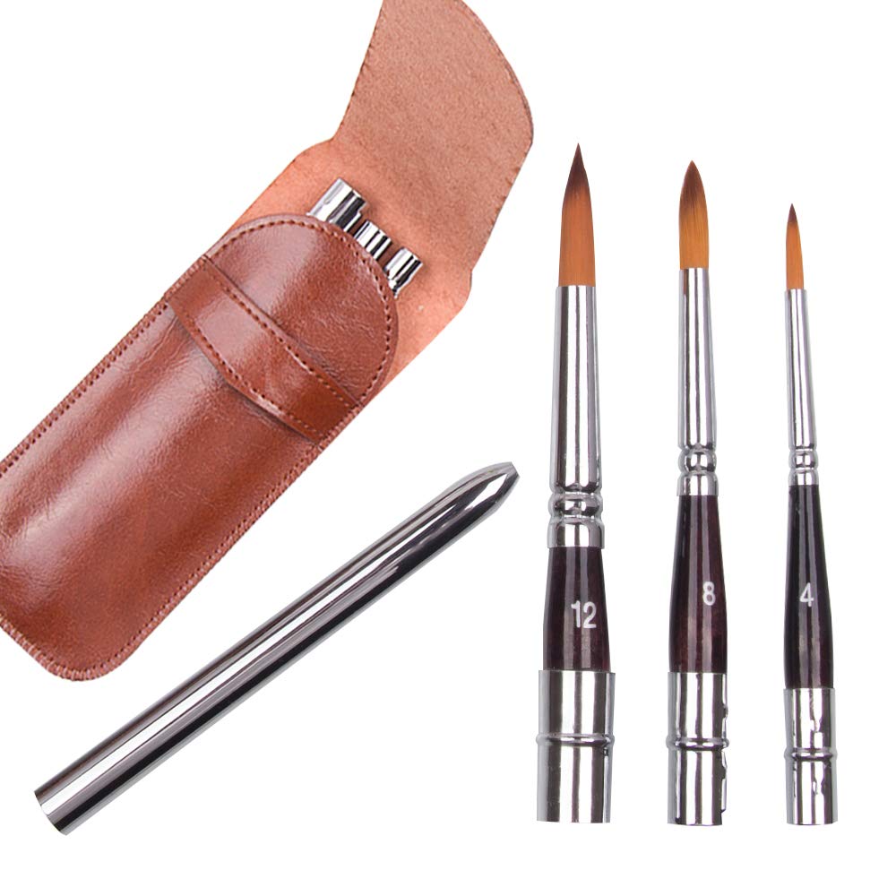 Fuumuui 3Pcs Art Travel Painting Brush Synthetic Sable Round Hair Short