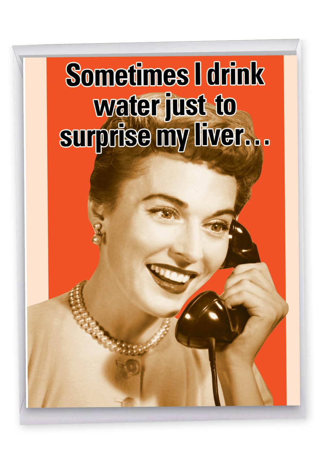 NobleWorks - 1 Jumbo Funny Drinking Birthday Greeting Card w/Envelope 8.5 x 11 Inch - Retro Happy Bday Wishes - Big Drunk Celebration for Mom, Women and Girlfriend - Drink Water J8915