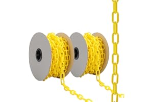 120ft Plastic Chain Links, Yellow Plastic Chain Barrier, Crowd Control Barriers, Safety Link for Queue Line, Decoration, HOME MASTER HARDWARE