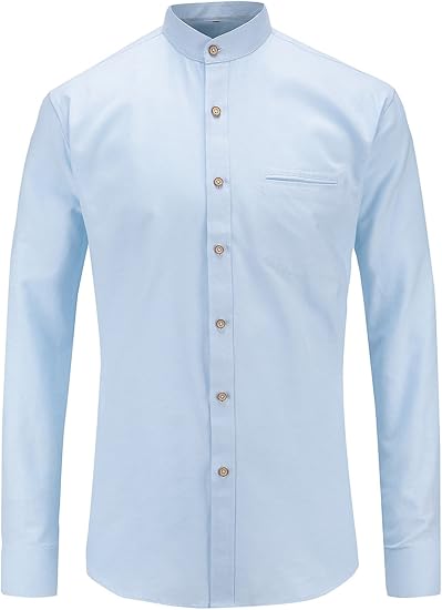 Amazon Jeetooオックスフォード バンドカラーシャツ メンズ 長袖 スタンドカラーシャツ ビジネスシャツ 無地 カジュアルシャツ シャツ 通販