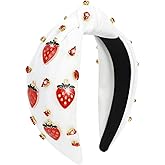 BAHABY Knotted Headbands for Women Strawberry Rhinestone Headband Tropical Fruit Head band Beach Vacation Headbands for Girls