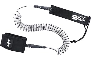 SKYPATH 10 ft Surf Board Leash，Coil SUP Leash, Stand Up Paddle Board Leg Rope Wrist Strap, for Paddleboard, Shortboard, Longboard, 7.0mm Thick