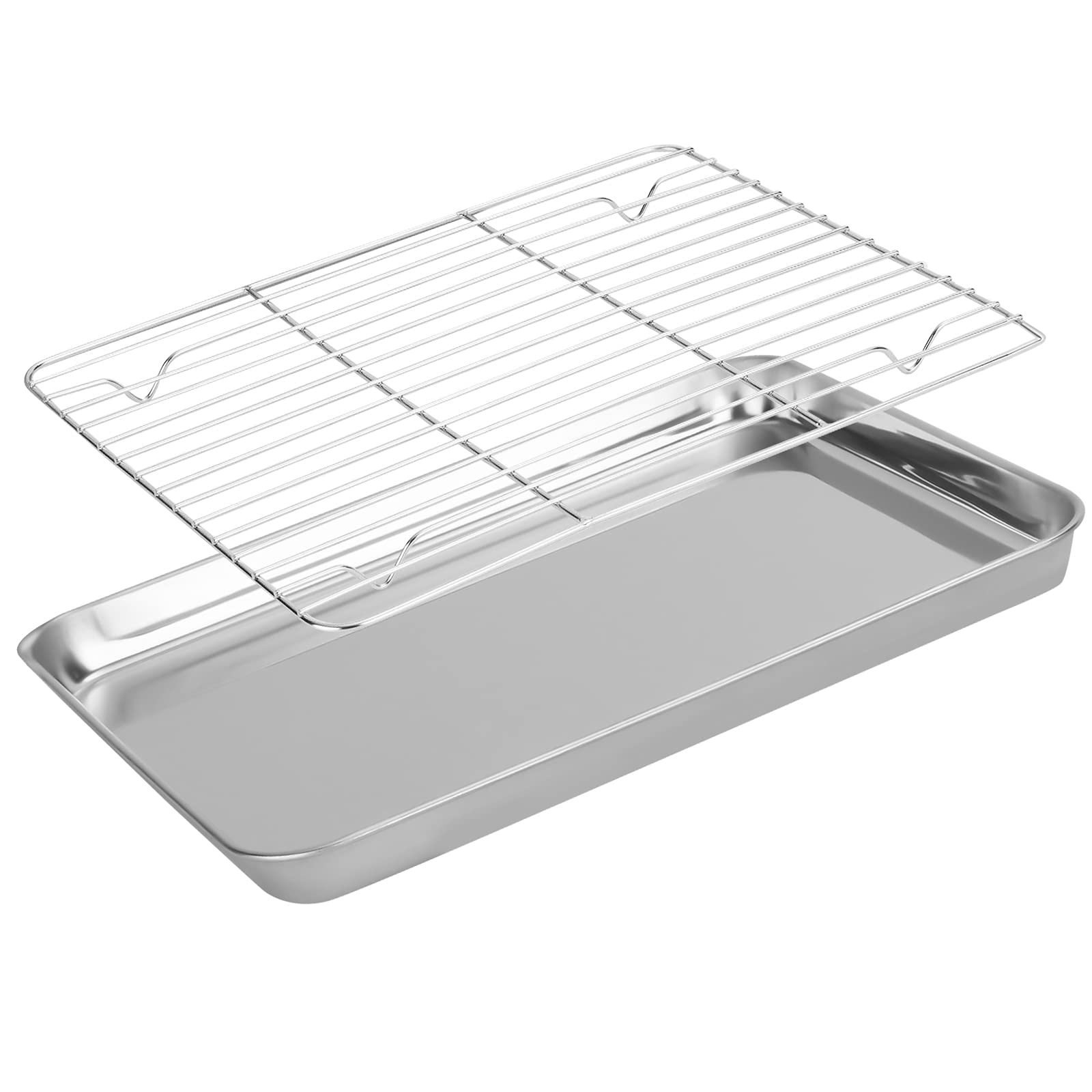 Baking Tray Rack Set Stainless Steel Baking Sheet Pan with Cooling Rack, Safe Professional Mirror Finish - 40x30x2.5cm/ 31x24x2.5cm/ 23x17x2.5cm (23x17x2.5cm)