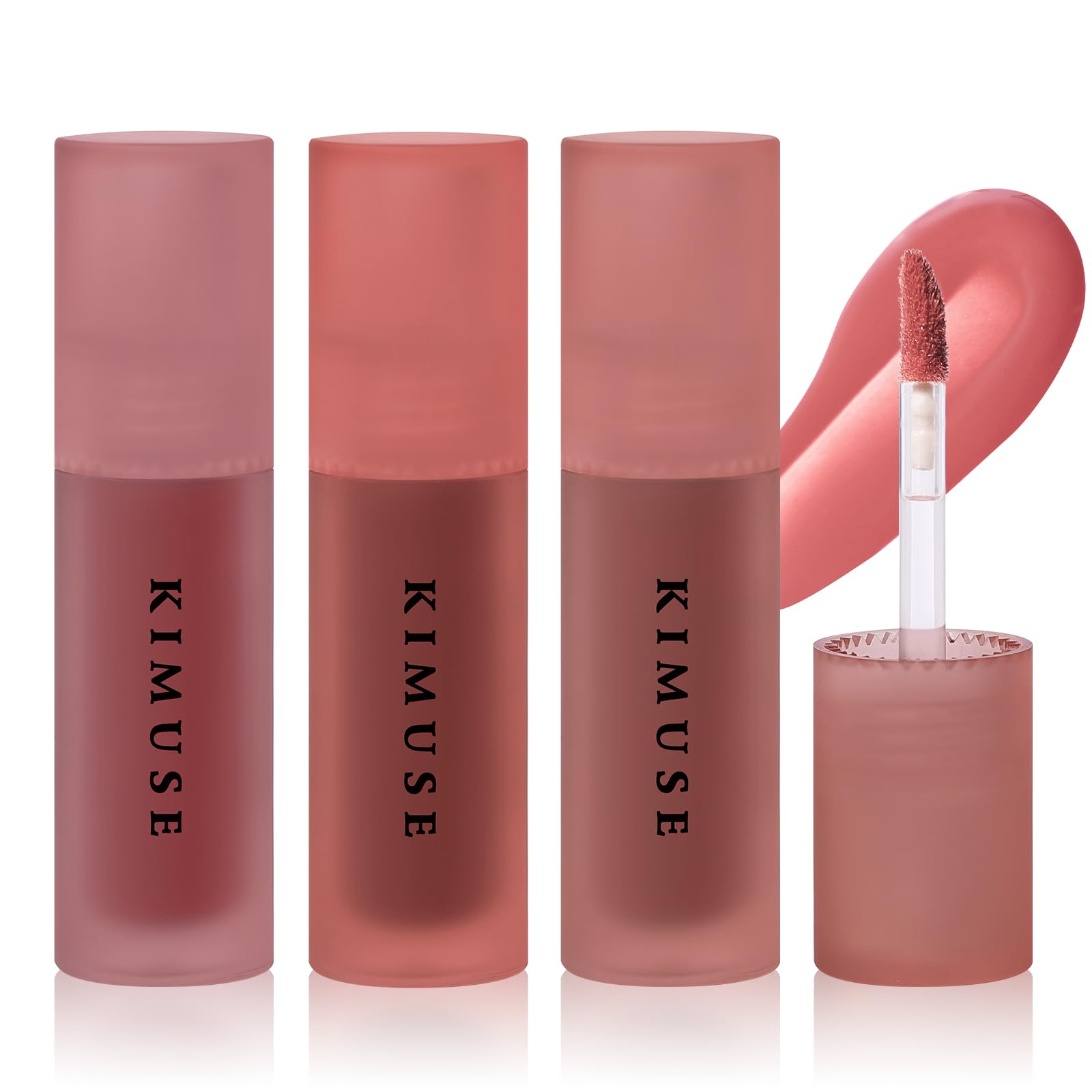 KIMUSE Water Gel Lip Tint Trio, Moisturizing Lightweight Lip Stain, Highly Pigmented Long Lasting Glossy Lipstain, Hydrate Glossy Finish Lipgloss Makeup