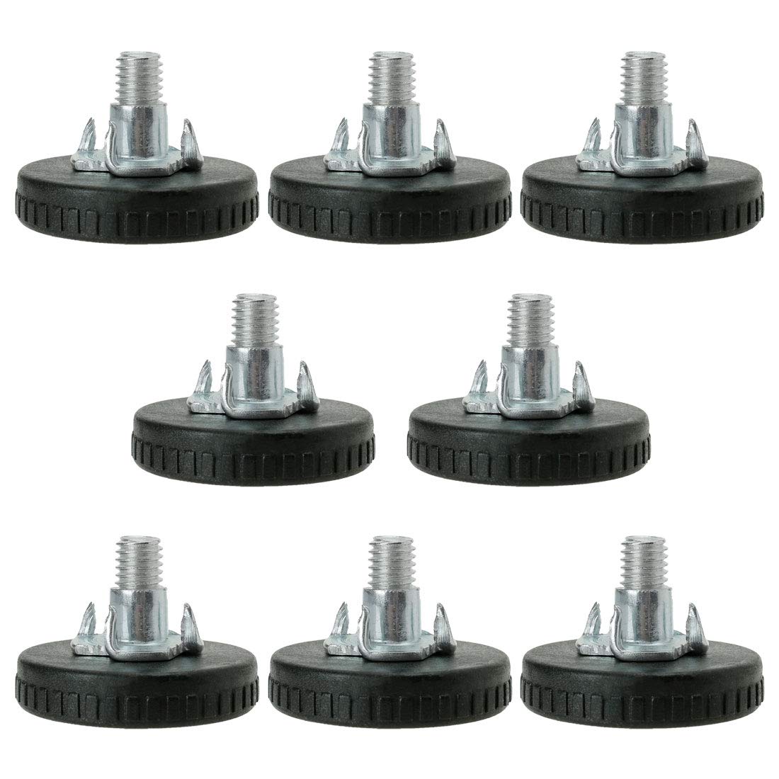 Sourcingmap M8 x 18 x 40mm Screw on Furniture Glide Leveling Feet Thread Adjustable Leveler with T-Nuts for Cabinet Leg 8pcs
