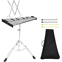 Julymoda 32 Notes Glockenspiel Xylophone Percussion Bell Kit Xylophones Instrument Kit with Adjustable Height Stand Percussio