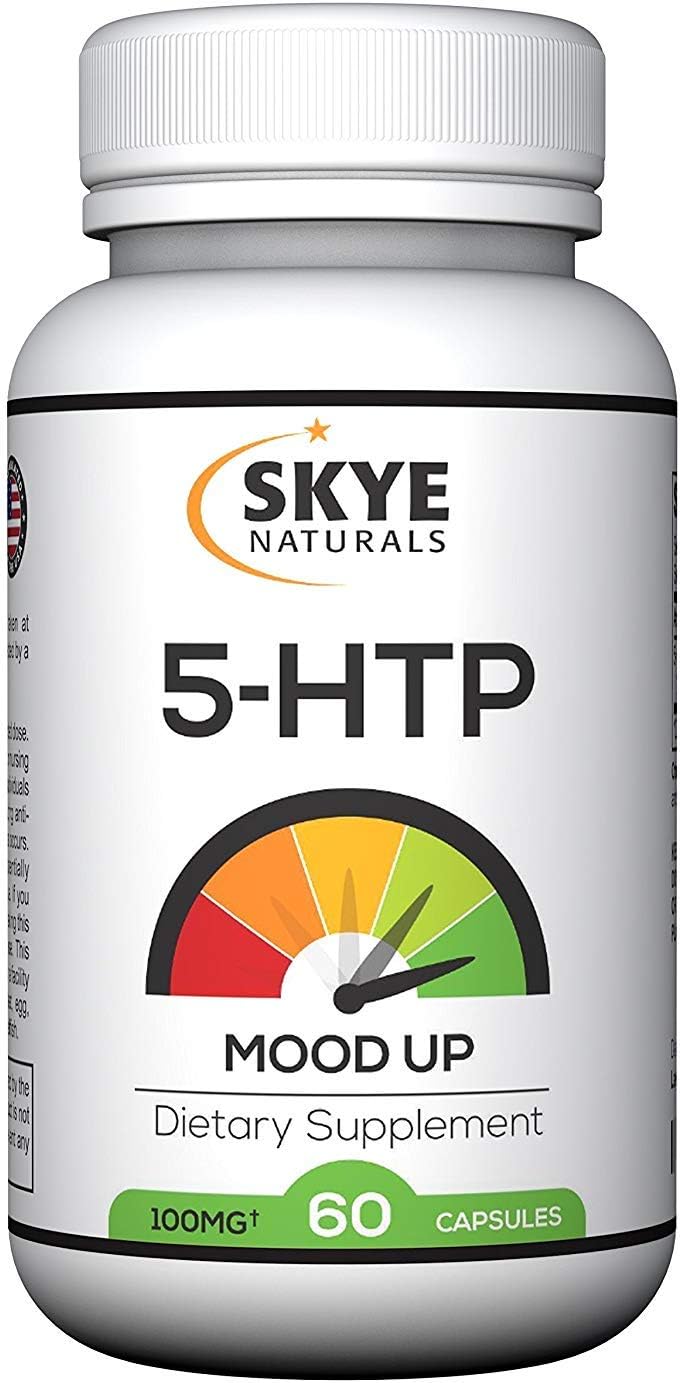 Skye Naturals 5HTP Mood Up 100mg Extra Strength, Feel Happy, Boost Serotonin Naturally for Better Sleep, Curbs Appetite for Healthy Weight Loss, Non-GMO