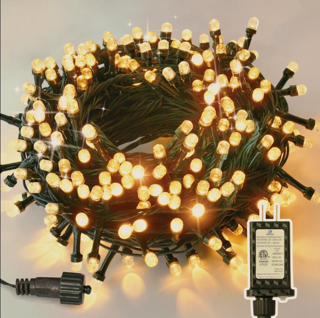 Photo 1 of Christmas Lights, 200 LED 76FT Christmas Tree Lights, 2024 Upgraded Twinkle LED String Lights with 8 Modes for Indoor/Outdoor Xmas Tree Decorations, Bubble LED Warm White, Adapter Included