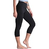 THE GYM PEOPLE Women's High Waist Workout Capris Legging Soft Tummy Control Squat Proof Yoga Running Pants