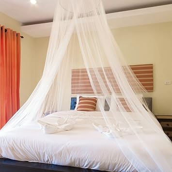 Blusea Moskitonetz für Reise und Zuhause, Mückennetz inkl. Montagematerial, Betthimmel extra-groß für Doppelbett & Einzelbett