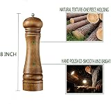 BINHAI 8 Inch Wooden Pepper Mill Set Salt Pepper Grinder Kit with Ceramic view 8