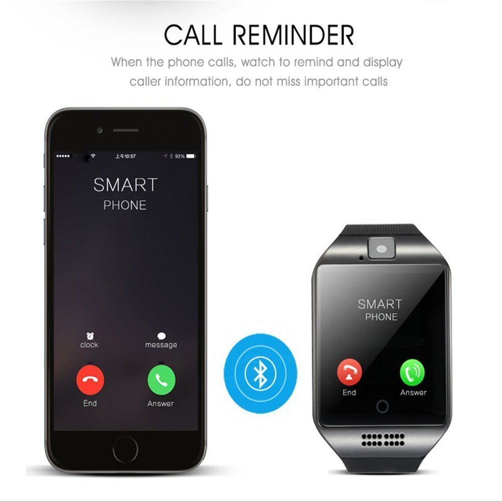 SinoPro Q18 Smart Watch, Sports Fitness Tracker Bluetooth Wrist Watch with SIM Card and TF Card Slot Camera Message Notification Sleep Monitor for iPhone Samsung and other Android Smartphone (Silver)