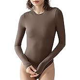 PUMIEY Women's Crew Neck Long Sleeve Bodysuit Sexy Tops Sharp Collection