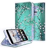 LG K10 Case, LG Premier LTE Case, NageBee [Kickstand Feature] Premium PU Leather Flip Fold Wallet Case with [ID&Credit Card Slot] for LG K10 / LG Premier LTE - Plum Blossom