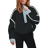 Panadila Womens Half Zip Sherpa Fleece Pullover Soft Oversized Sweatshirt with Pockets Warm Fuzzy Sweater