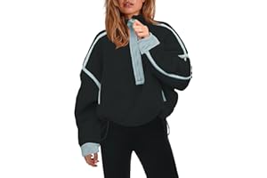 Panadila Womens Half Zip Sherpa Fleece Pullover Soft Oversized Sweatshirt with Pockets Warm Fuzzy Sweater