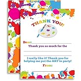 Art and Painting Themed Thank You Notes for Kids, Ten 4" x 5.5" Fill In The Blank Cards with 10 White Envelopes by AmandaCreation
