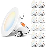 LVWIT 4 Inch LED Recessed Lights, LED Can Lights, Color Selectable 2700/3000/4000/5000/6000K 5CCT, 7W 700LM, Dimmable Recessed Lighting with E26 Conversion Kit, Retrofit Recessed Light, 12 Pack