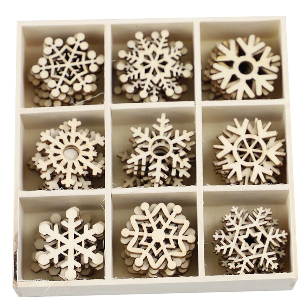 ifundom 72Pcs Christmas Wooden Snowflakes Wood Slices Wooden Christmas Snowflakes Embellishments for DIY Crafts Tree Hanging Table Decoration