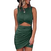 Acelitt Women's 2026 Summer Sleeveless Tank Dresses Cut Out Twist Bodycon Wrap Party Evening Mini Dress