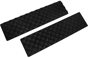 Performance Tool W1893 4-Inch x 15-1/2-Inch Diamond Tread Rubber Step Mats - Non-Skid Adhesive Traction for Trailers, Trucks,