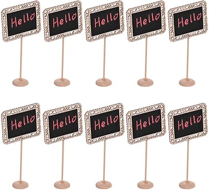 Amazon Walmeck ミニ黒板 黒板 かわいいメッセージボードサイン 吊り下げ紐付き 木製クラフト装飾 結婚式 パーティー ガーデン ホーム ホロウアウト レース付き 黒板 文房具 オフィス用品