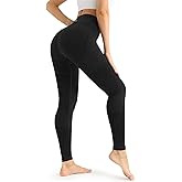 Fisoew Womens Ribbed Seamless Leggings High Waisted Tummy Control Workout Full Length Yoga Pants Black