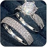 HUUGVBCO 925 Sterling Silver Wedding Rings for Him and Her Promise Rings for Couples Men s Tungsten Band & White Gold Plated 1.35CT Bridal Set with Princess Cut Cubic Zirconia