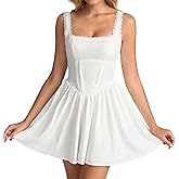 KUTUMAI Lace Floral Corset Mini Dress Bow Tie Somcked Flowy Short Graduation Dresses for Women Summer 2026