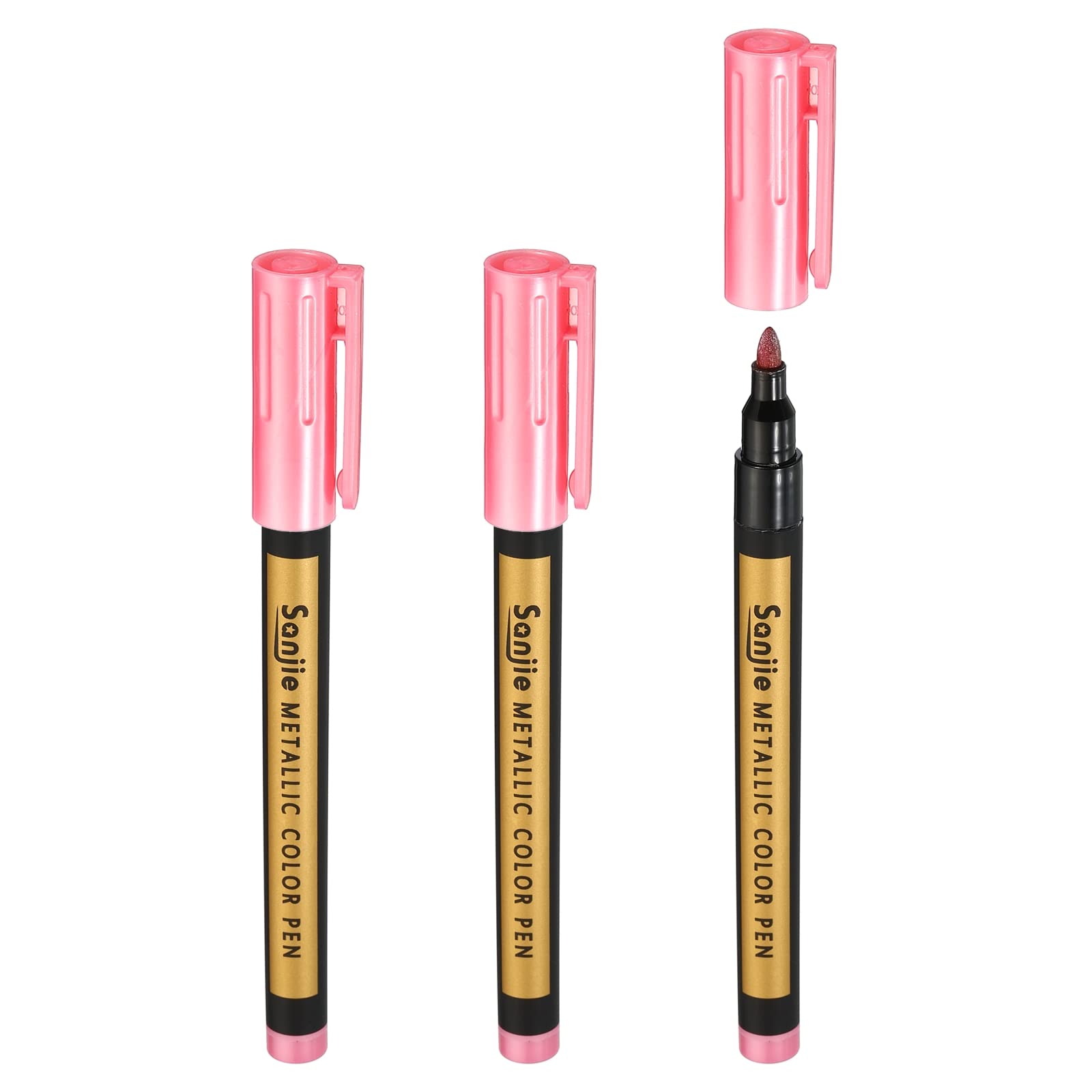 Photo 1 of PATIKIL Metallic Marker Pens, 3 Pack Paint Pens Medium Point Colored Markers Art Marker Pen for DIY Craft Photo Album, Pink