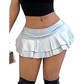 VENDAU Women's Metallic PU Leather Mini Skirt - Ultra Short High Waisted Stretchy Clubwear Sexy Party Outfit