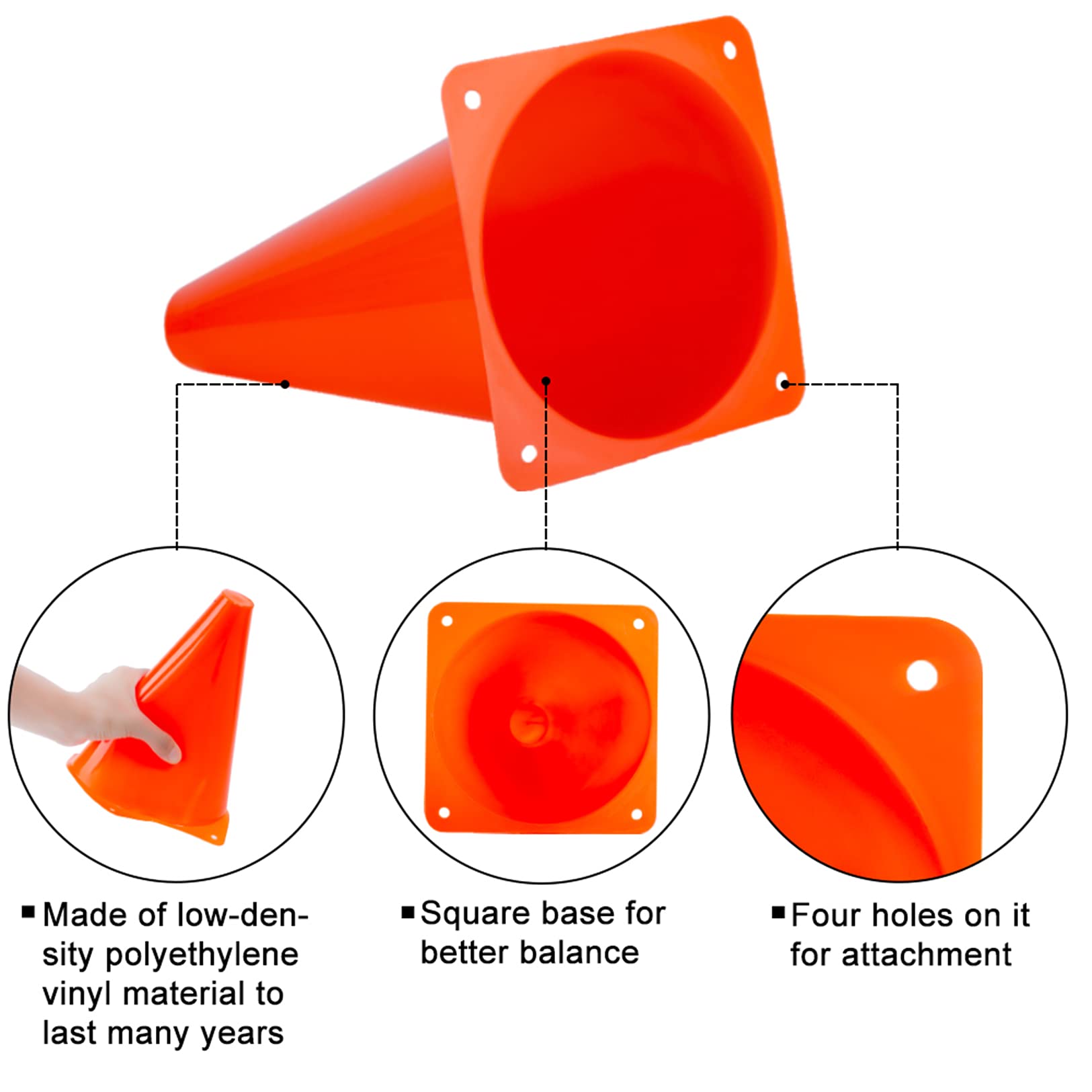 7 Inch Soccer Cones, 24 Pack Cones Sports Training Agility Field Marker Plastic Cones for Skating Basketball Football Practice Drills, Indoor Outdoor Activity Events Games Obstacle Course - 6 Colors