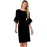 Adrianna Papell Womens Velvet Bell Sleeve Short Dress