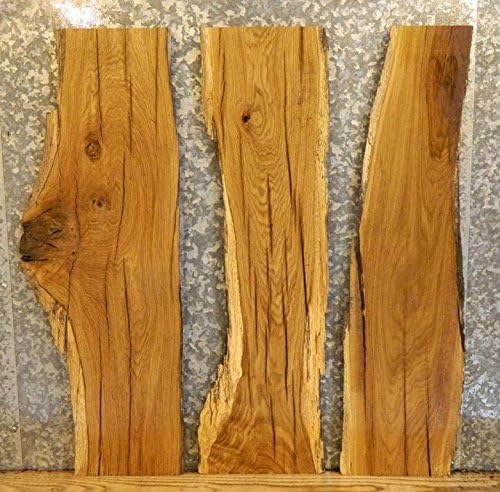 3- White Oak End/Entry/Side Table Top Partial Live Edge Wood Slabs T: 1'', W: 12 7/8'', L: 36 1/8'' - 5274-5276