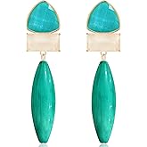 JOONL Sparkly Crystal Big Resin Long Teardrop Stud Earrings Square Geometry Dangle Drop Earrings For Women