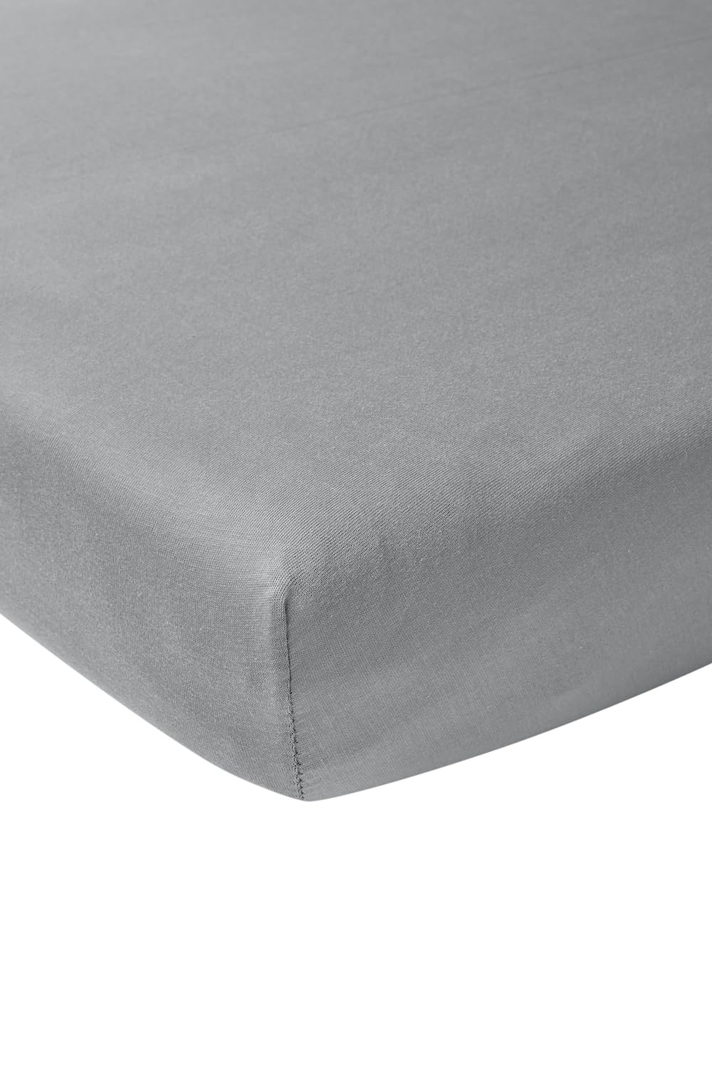 Meyco Home Basic Jersey Plain Fitted Sheet for 1 Person (Flat Sheet with Soft Jersey Quality, Made of 100% Cotton, thanks to All-Round Elastic, Breathable, Dimensions: 120 x 200 cm), Grey