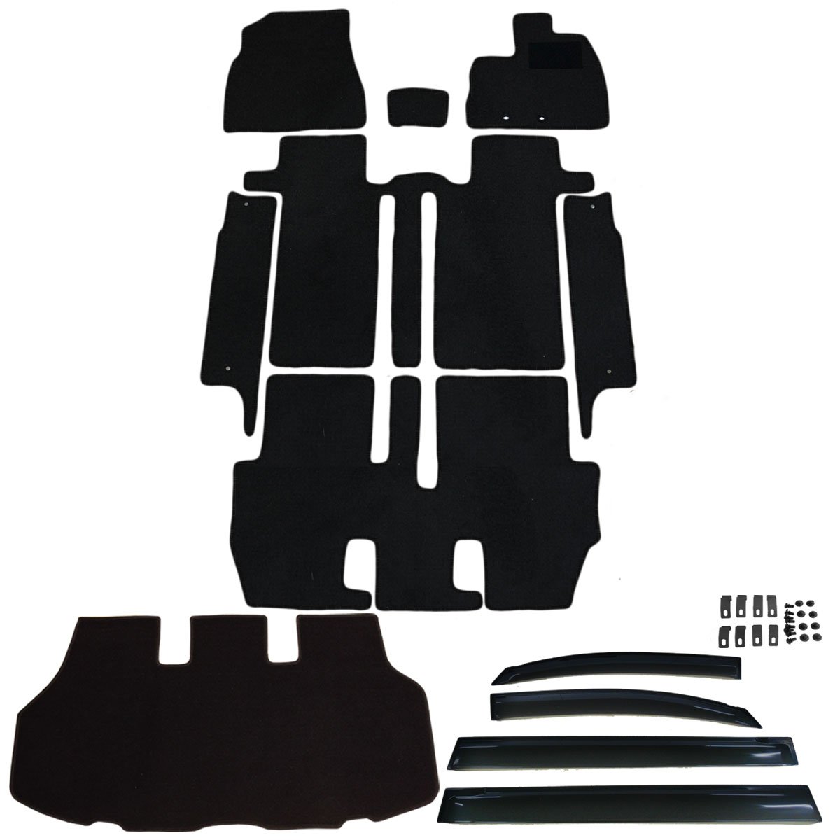 最も優遇 D Iプランニング カー用品 フロアマット ステップマット ラゲッジマット サイドバイザー セット 型番7 ガソリン車 8人乗り用 トヨタ エスクァイア 80系 後期型 独立型コンソールボックス 車用 カーマット Dx黒 B07dhgp5r6 型番7 Dx黒 Dx黒