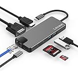 USB C Hub, Linkwin 8 in 1 USB C Adapter with Gigabit Ethernet Port, PD Type C Charging Port, 4K HDMI, VGA, SD TF Card Reader,