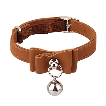 Newlly Adjustable Pet Kitten Cat Safety Collar Bell Buckle Neck (Brown)