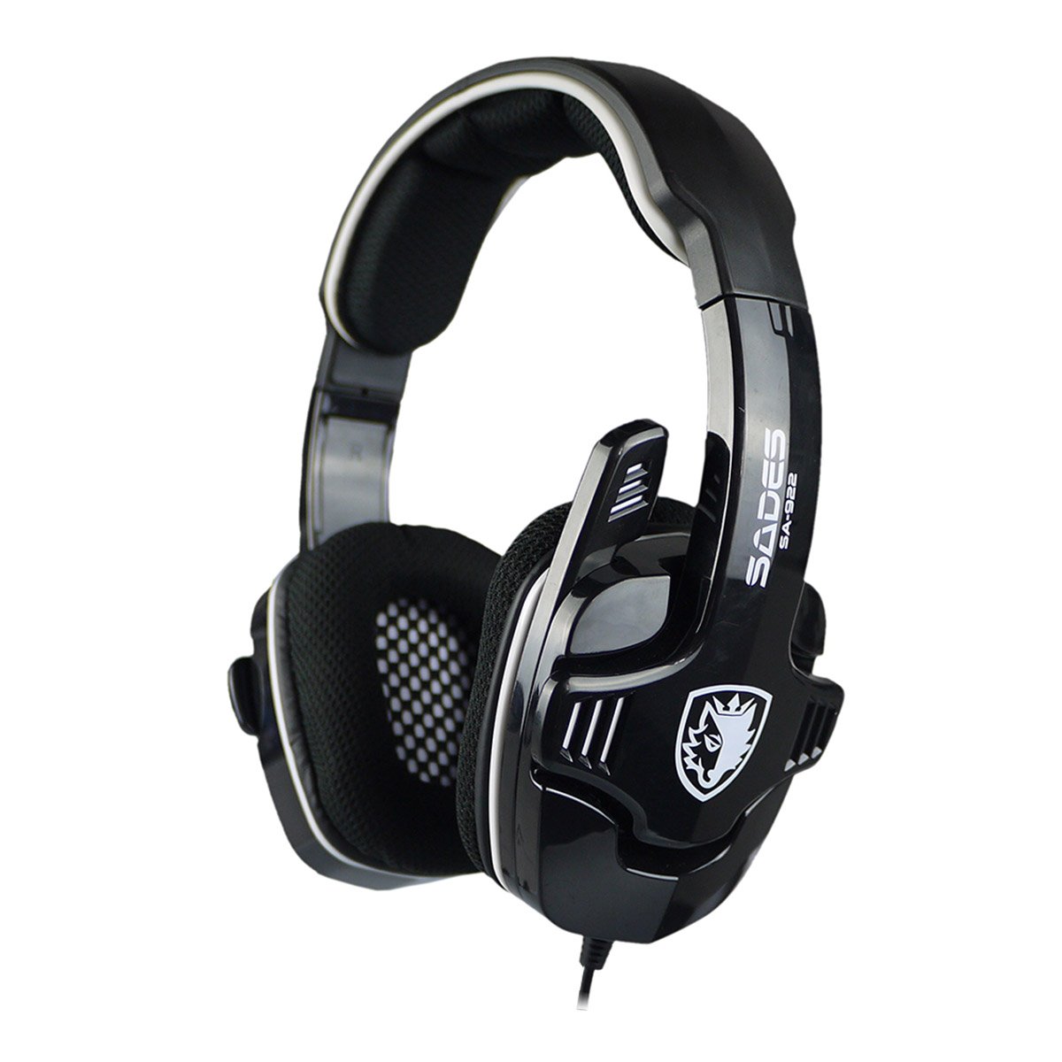 SADES Spider, Auriculares estéreo, Micrófono plegable, Orejera suave, Negro