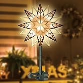 LAMPHOME 12" 10L Christmas Snowflake Tree Topper (Gold), Christmas Star Tree Light, Warm White