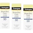 Neutrogena Sheer Zinc Dry-Touch SPF 50 Face Sunscreen, 2 Fluid Ounce -Pack of 3 (Package May Vary)