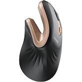 ProtoArc EM11 NL Wireless Ergonomic Mouse, Rechargeable, Black Gold | 58&deg; vertical design supports a natural wrist posture, connect 3 devices via Bluetooth/2.4G USB-A, 500mAh USB-C rechargeable.