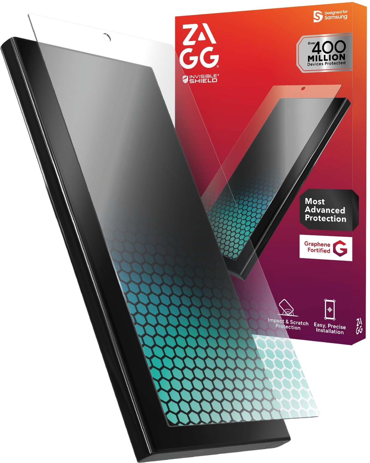 Photo 1 of ZAGG Fusion XTR4 Samsung Galaxy S25 Ultra Screen Protector - Flexible Hybrid Protection with Graphene, Eyesafe Blue Light Filter, Anti-Reflective, Scratch Resistant, InvisibleShield, Easy Installation