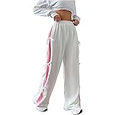SOLY HUX Women's Plus Size Baggy Sweatpants Y2k Bow Elastic High Waisted Wide Leg Pants with Pockets