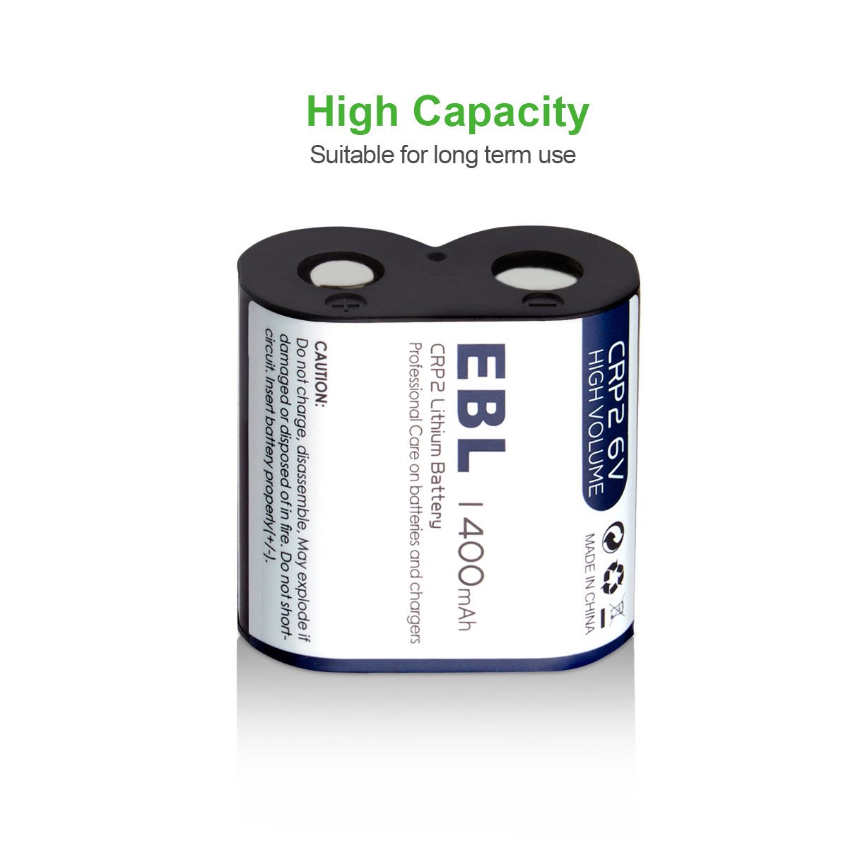 EBL CR-P2 Batteries, 6V 1400mAh Lithium Photo Battery Replaces 223A DL223A EL223AP