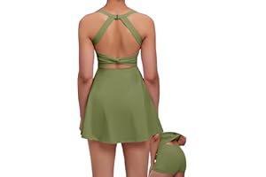 gofiep Womens Tennis Golf Dress with Open-Back Waistband Shorts Pockets Workout Athletic Dresses