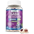HEALOADING GABA Gummies Supplement for Nighttime Relaxation: Calm Support with L-Theanine, 5-HTP, Vitamin D3, B12 & Ashwagandha - Stress Relief, Brain Support & Mood Balance 60 Gummies 30 Day Supply