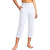 SANTINY Capri Pants for Women High Waisted Workout Yoga Capris Leggings Straight Leg Athletic Cropped Pants with Pockets